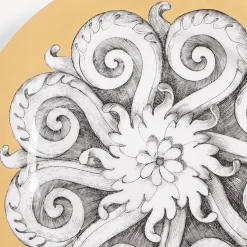 Decorative Plates<Fornasetti Rim Plate Rosone N.1 White/Black/Gold