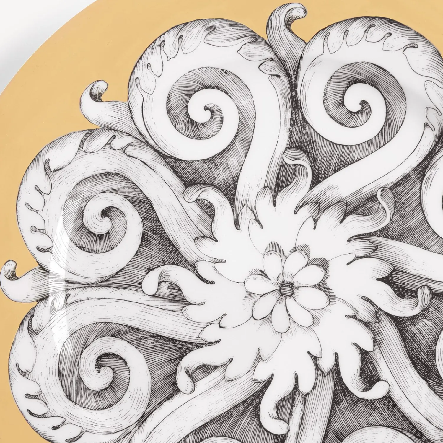 Decorative Plates<Fornasetti Rim Plate Rosone N.1 White/Black/Gold