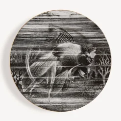 Decorative Plates<Fornasetti Rim Plate Sirene N.4 White/Black/Gold