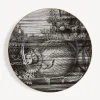 Decorative Plates<Fornasetti Rim Plate Sirene N.3 White/Black/Gold