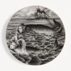 Decorative Plates<Fornasetti Rim Plate Sirene N.6 White/Black/Gold