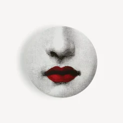 Small Containers<Fornasetti Round Box Red Lips - Tema E Variazioni N.397 White/Black/Red