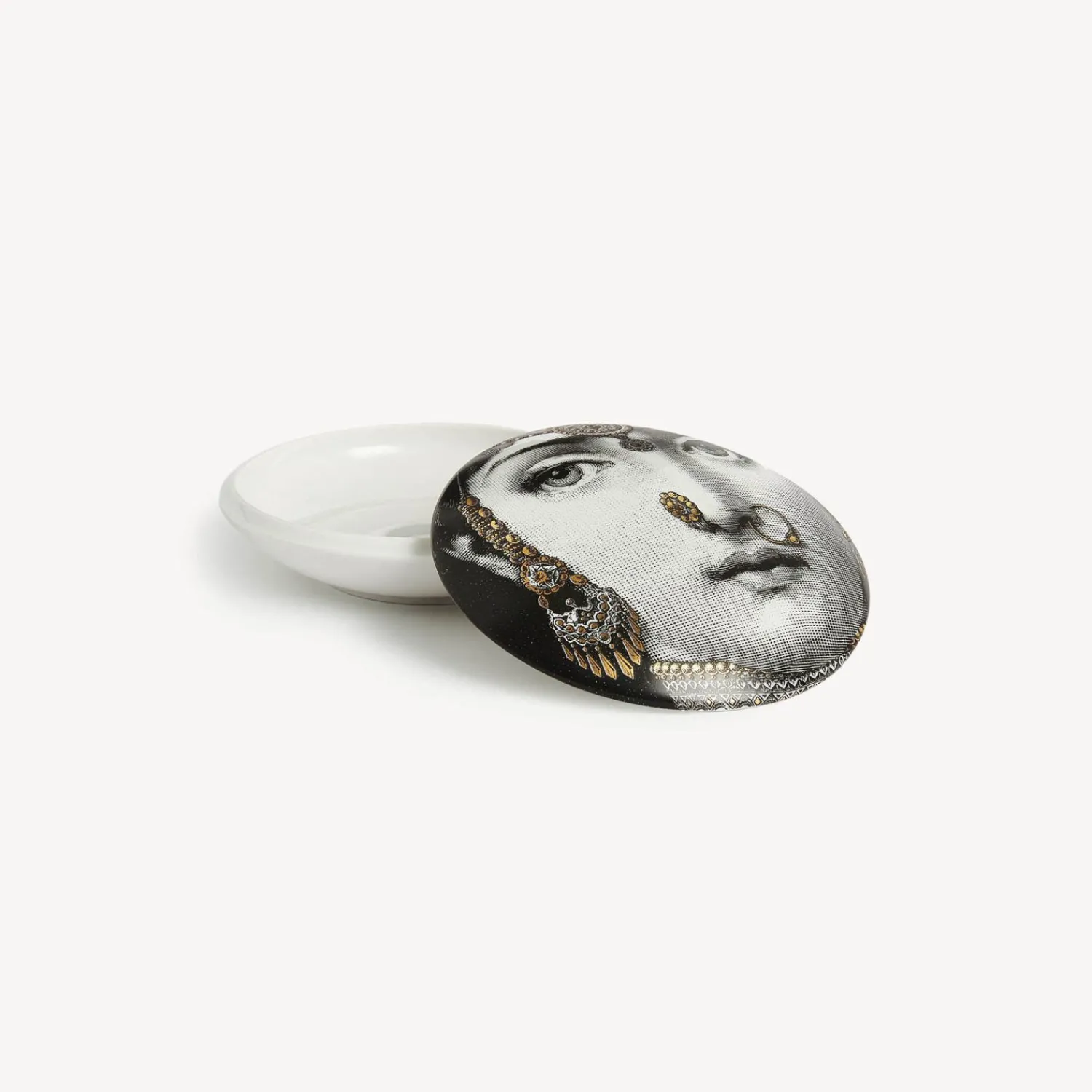 Small Containers<Fornasetti Round Box Tema E Variazioni N.228 White/Black/Gold