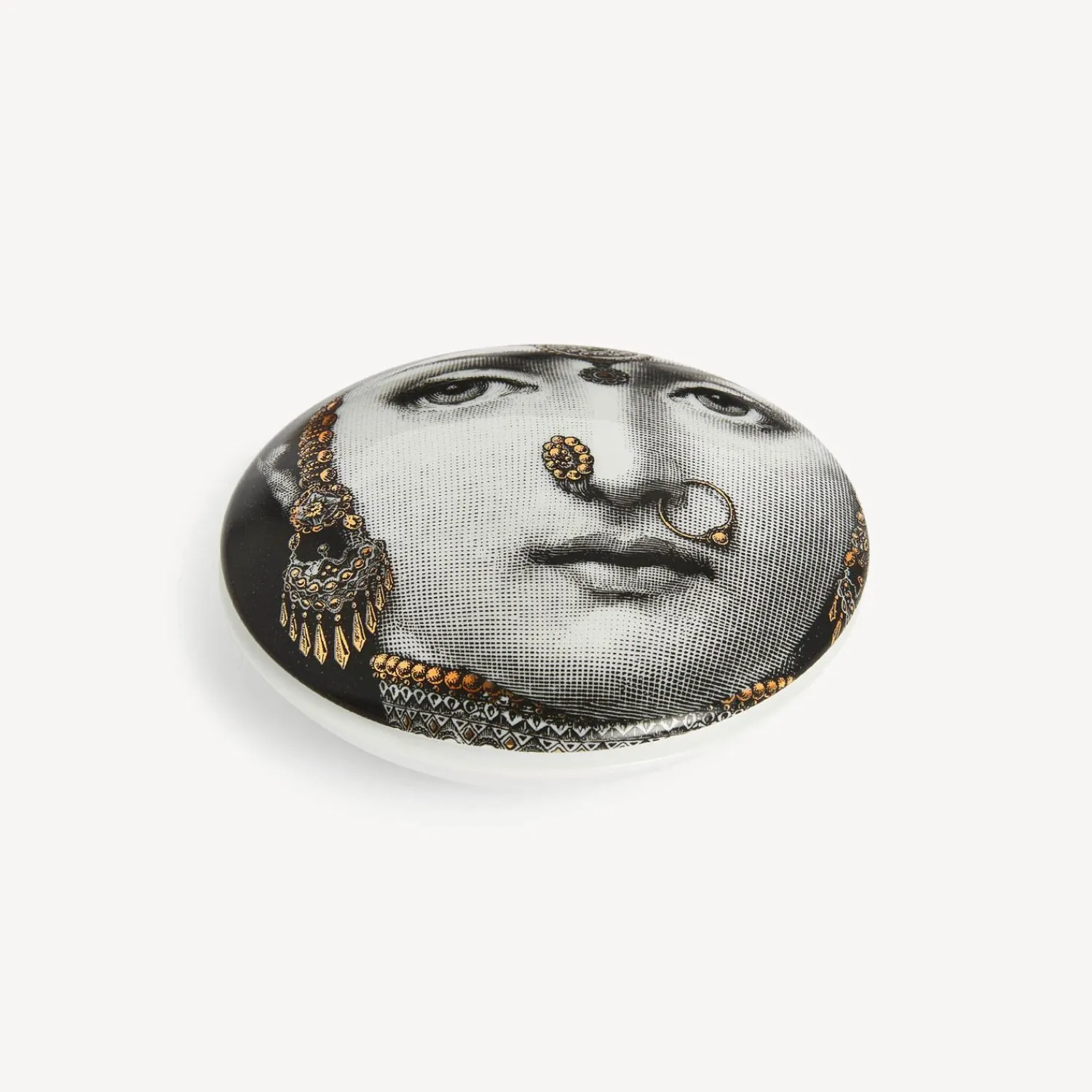 Small Containers<Fornasetti Round Box Tema E Variazioni N.228 White/Black/Gold