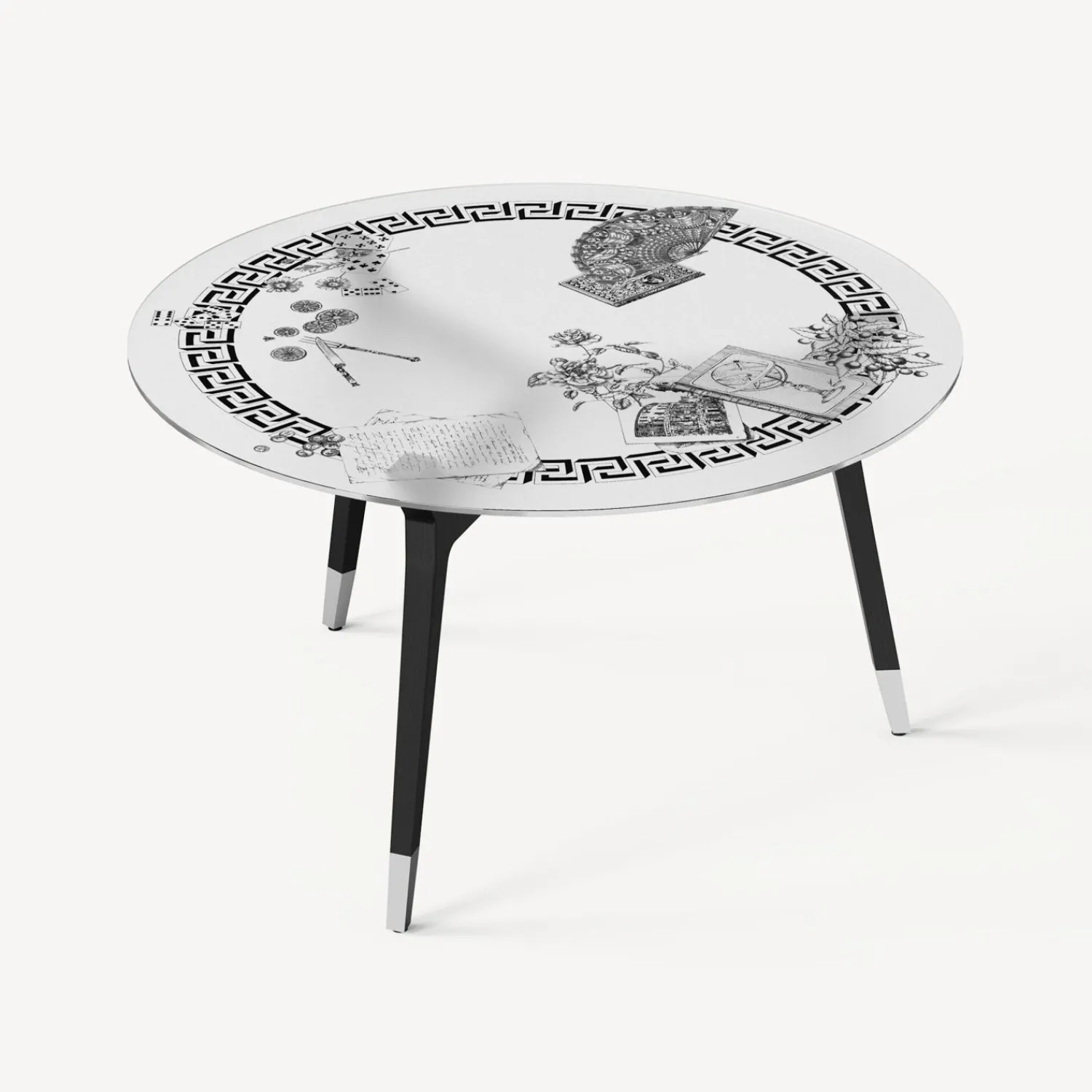 Tables<Fornasetti Round Table Oggetti Sparsi White