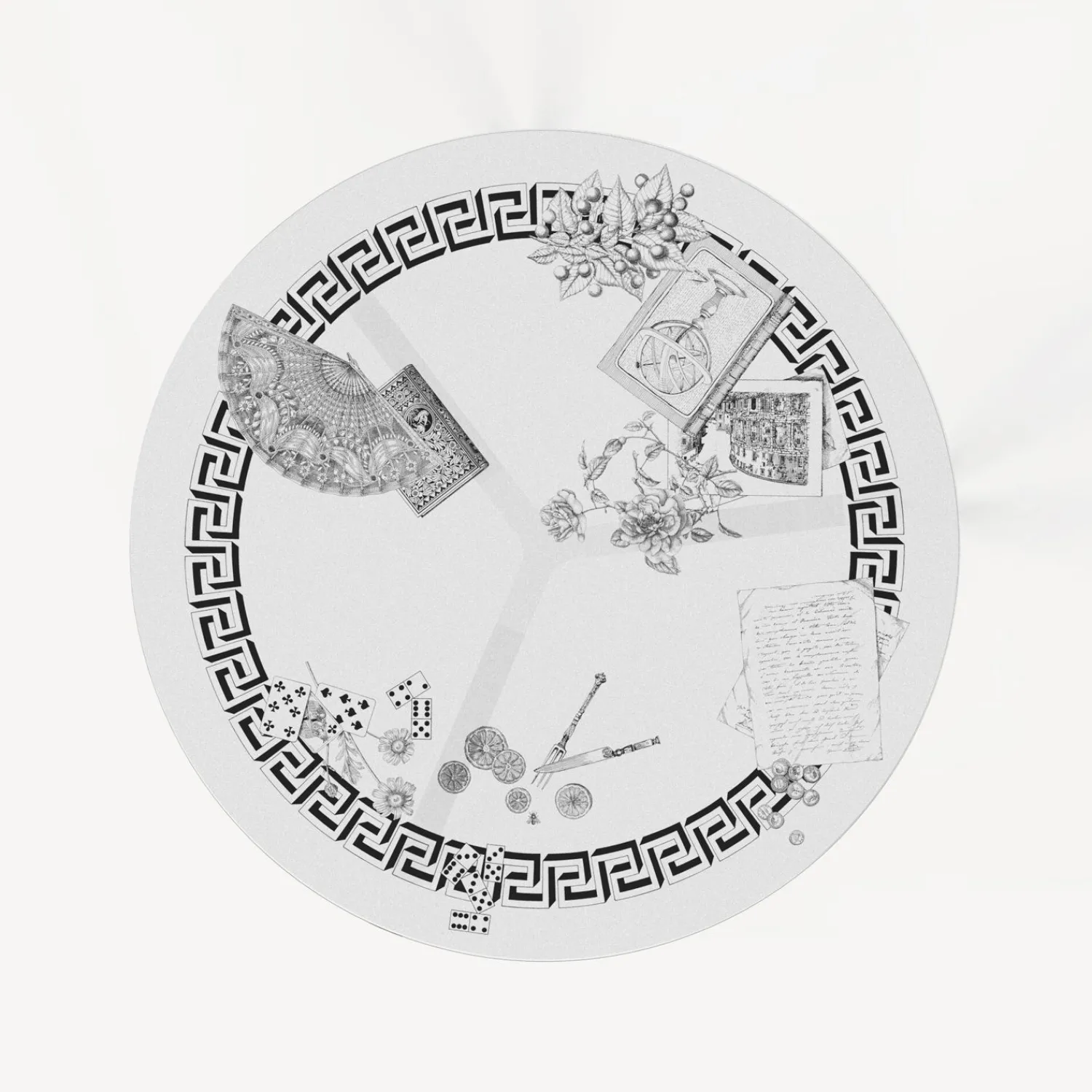 Tables<Fornasetti Round Table Oggetti Sparsi White