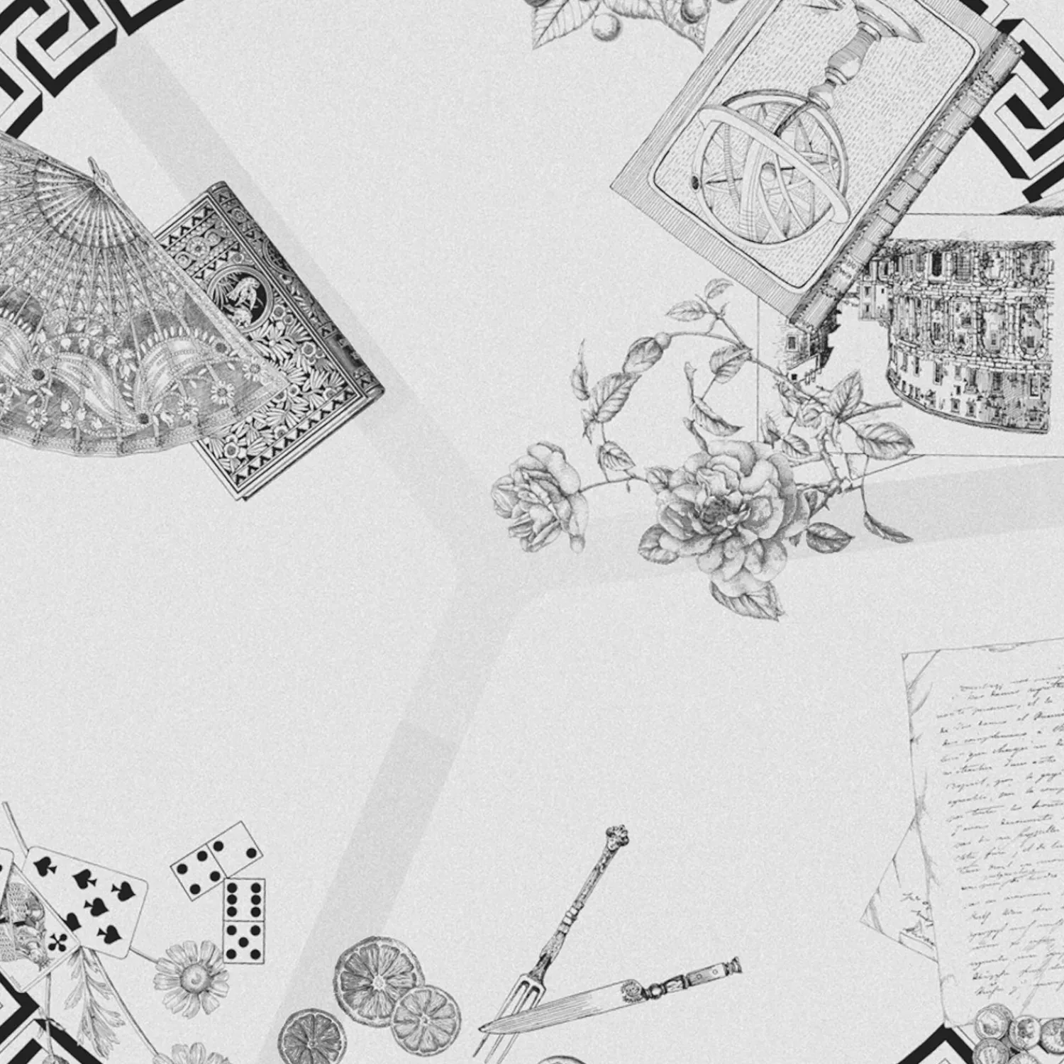 Tables<Fornasetti Round Table Oggetti Sparsi White