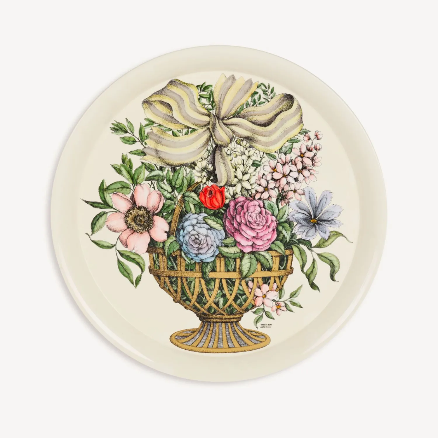 Decorative Trays And Pliants<Fornasetti Round Tray Cesto D'Oro Multicolour