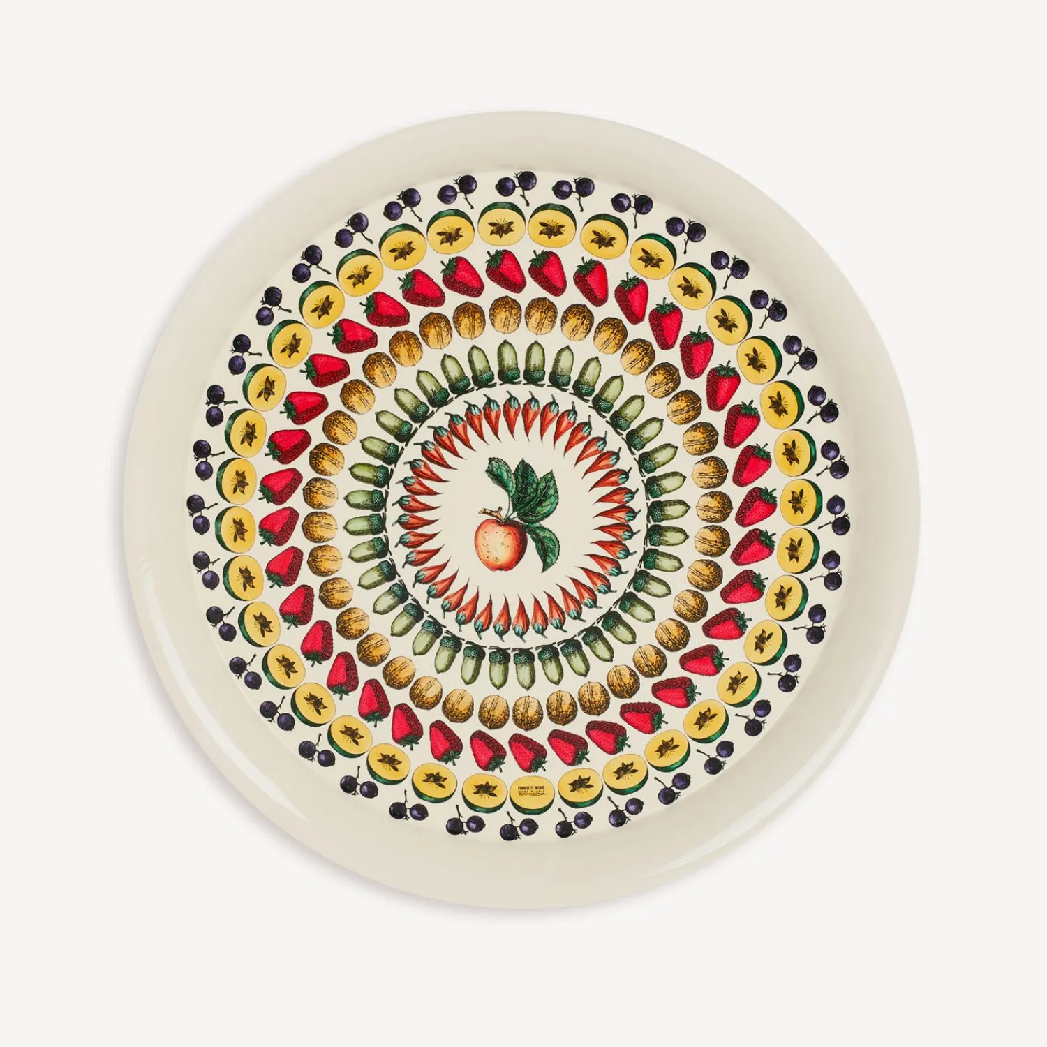 Decorative Trays And Pliants<Fornasetti Round Tray Giostra Di Frutta Multicolour