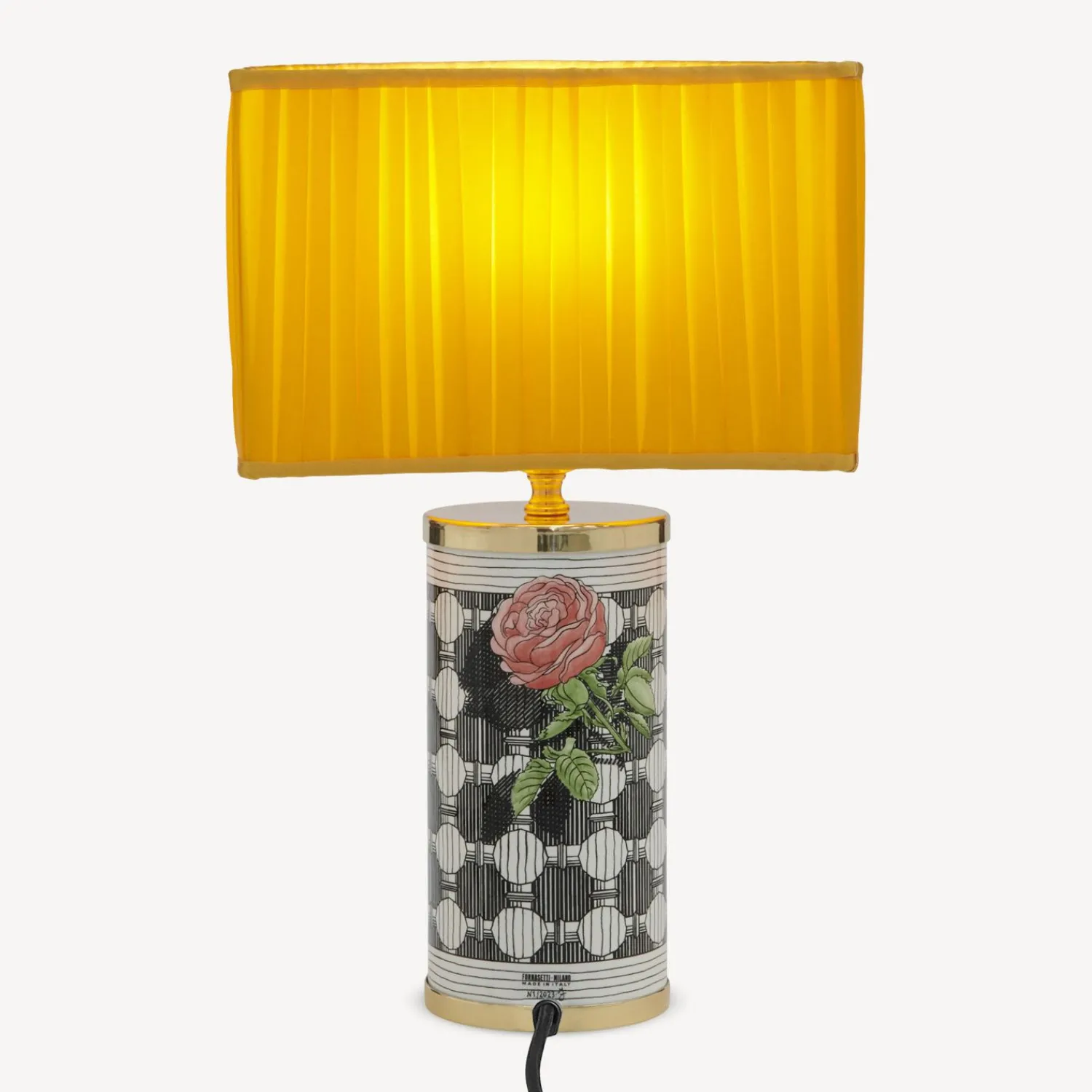 Lamps And Lampshades<Fornasetti Semi-Cylindrical Lampshade In Pleated Fabric Yellow