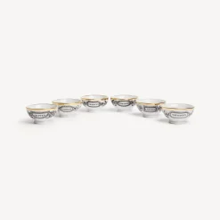 Appetizer Sets And Centrepieces<Fornasetti Set 6 Appetizer Bowls Appetizers White/Black/Gold