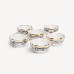 Appetizer Sets And Centrepieces<Fornasetti Set 6 Appetizer Bowls Appetizers White/Black/Gold