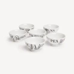 Appetizer Sets And Centrepieces<Fornasetti Set 6 Appetizer Bowls Cocktalia White/Black