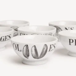 Appetizer Sets And Centrepieces<Fornasetti Set 6 Appetizer Bowls Cocktalia White/Black