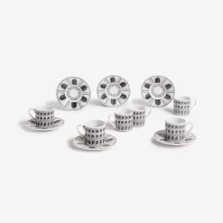 Tea And Coffee Sets<Fornasetti Set 6 Coffee Cups Architettura White/Black