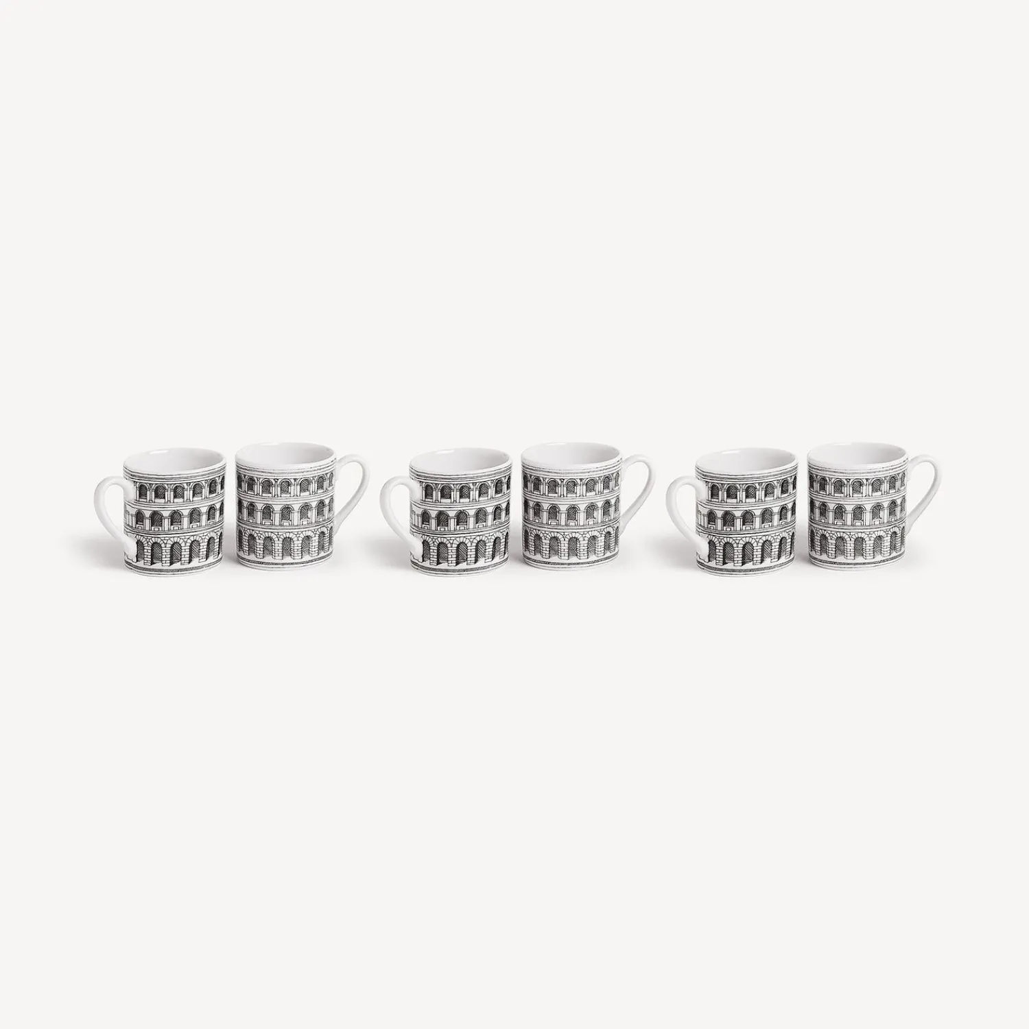 Tea And Coffee Sets<Fornasetti Set 6 Coffee Cups Architettura White/Black