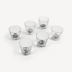 Glasses And Coasters<Fornasetti Set 6 Glasses Occhio E Bocca Black