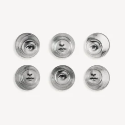 Glasses And Coasters<Fornasetti Set 6 Glasses Occhio E Bocca Black