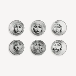 Glasses And Coasters<Fornasetti Set 6 Glasses Tema E Variazioni Black