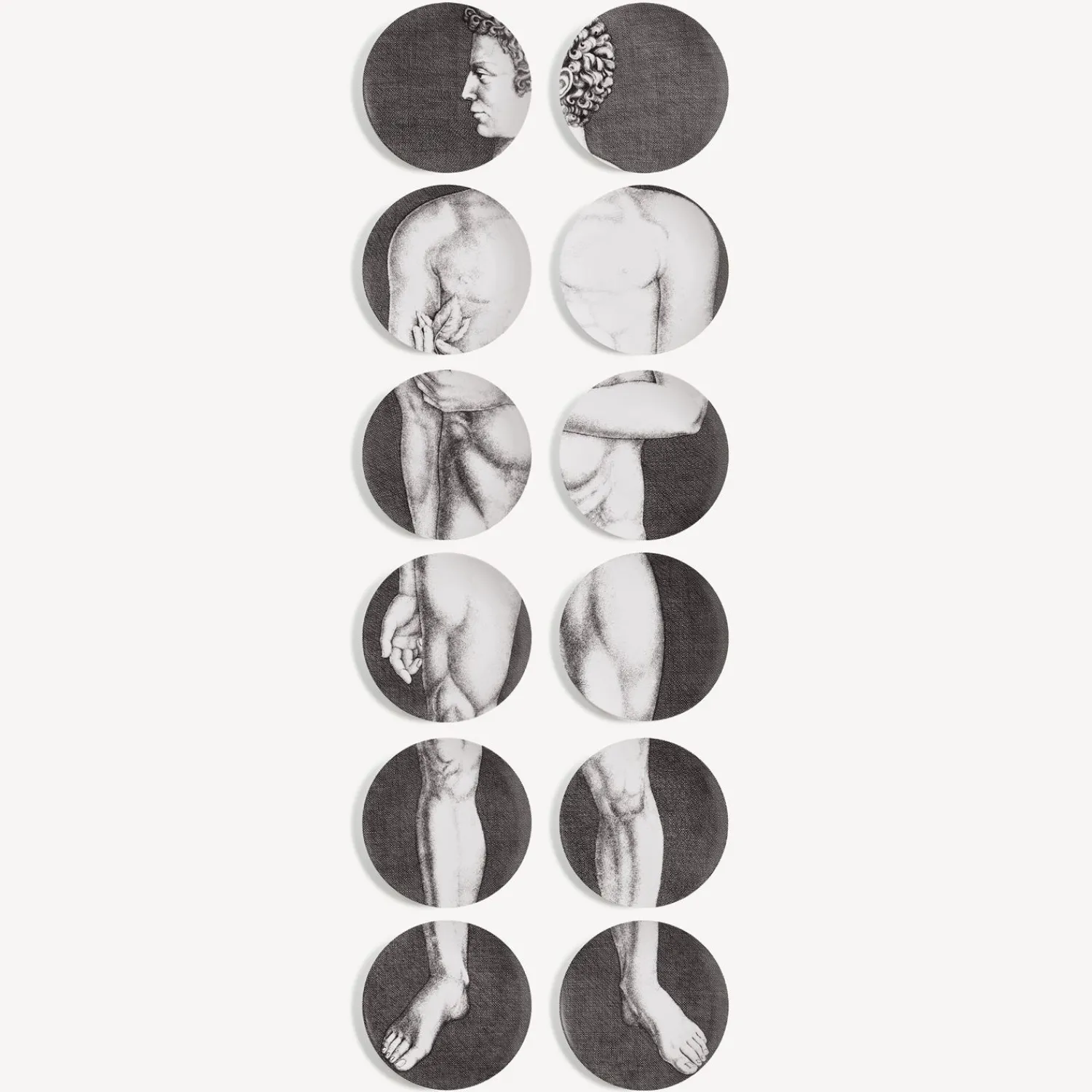 Decorative Plates<Fornasetti Set 12 Plates Adamo White/Black