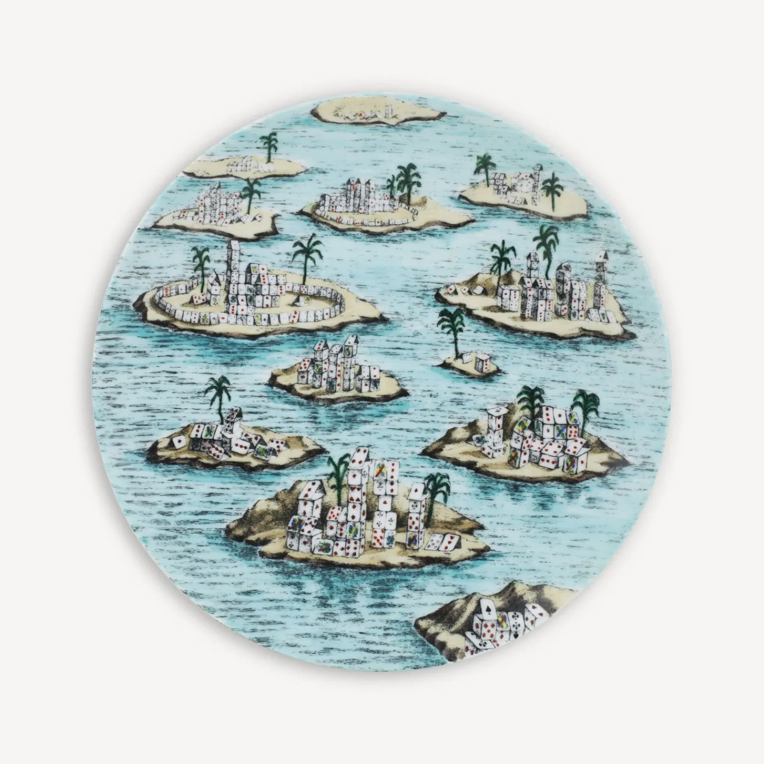Decorative Plates<Fornasetti Set 12 Plates Citta Di Carte Multicolour