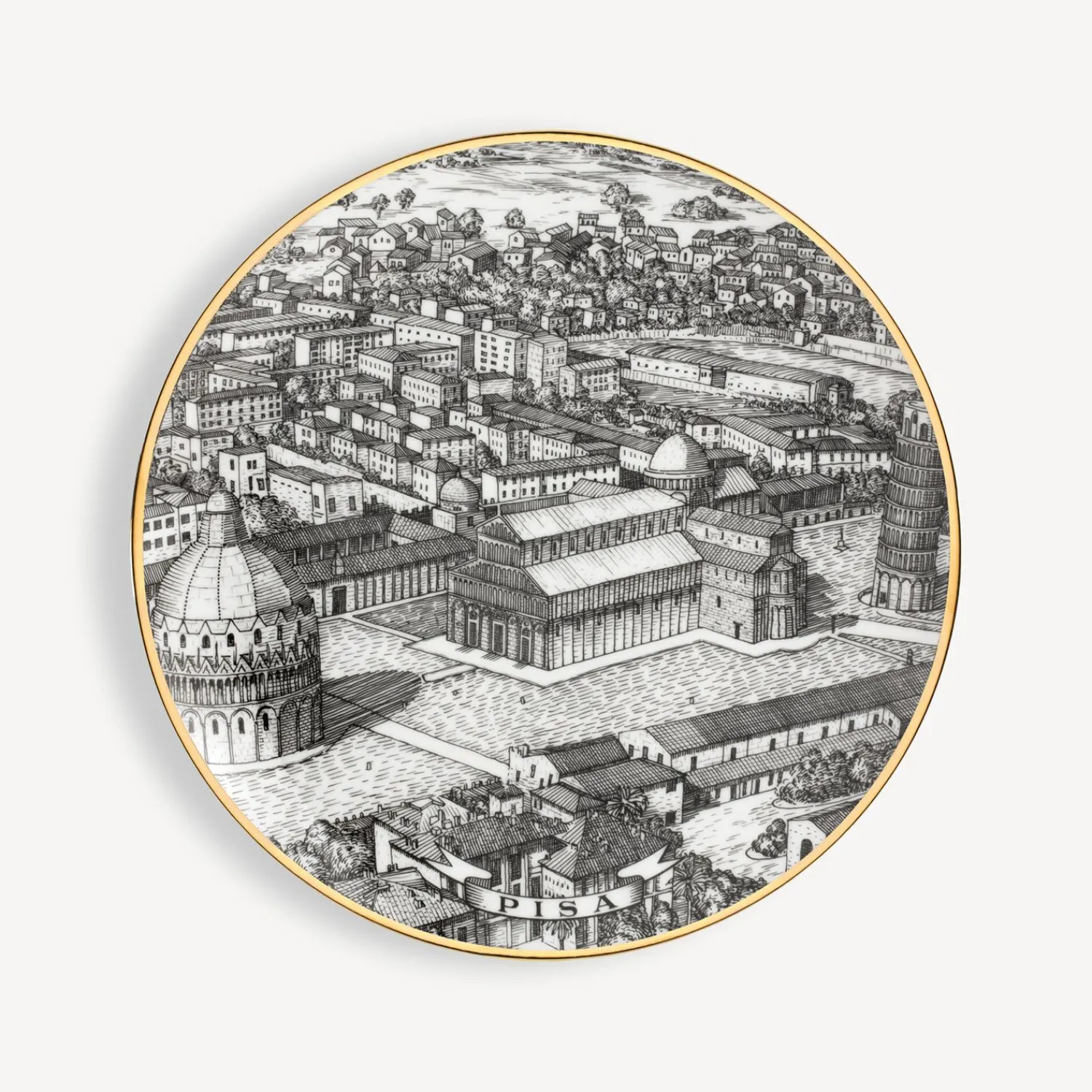 Decorative Plates<Fornasetti Set 6 Plates Citta D'Italia White/Black/Gold