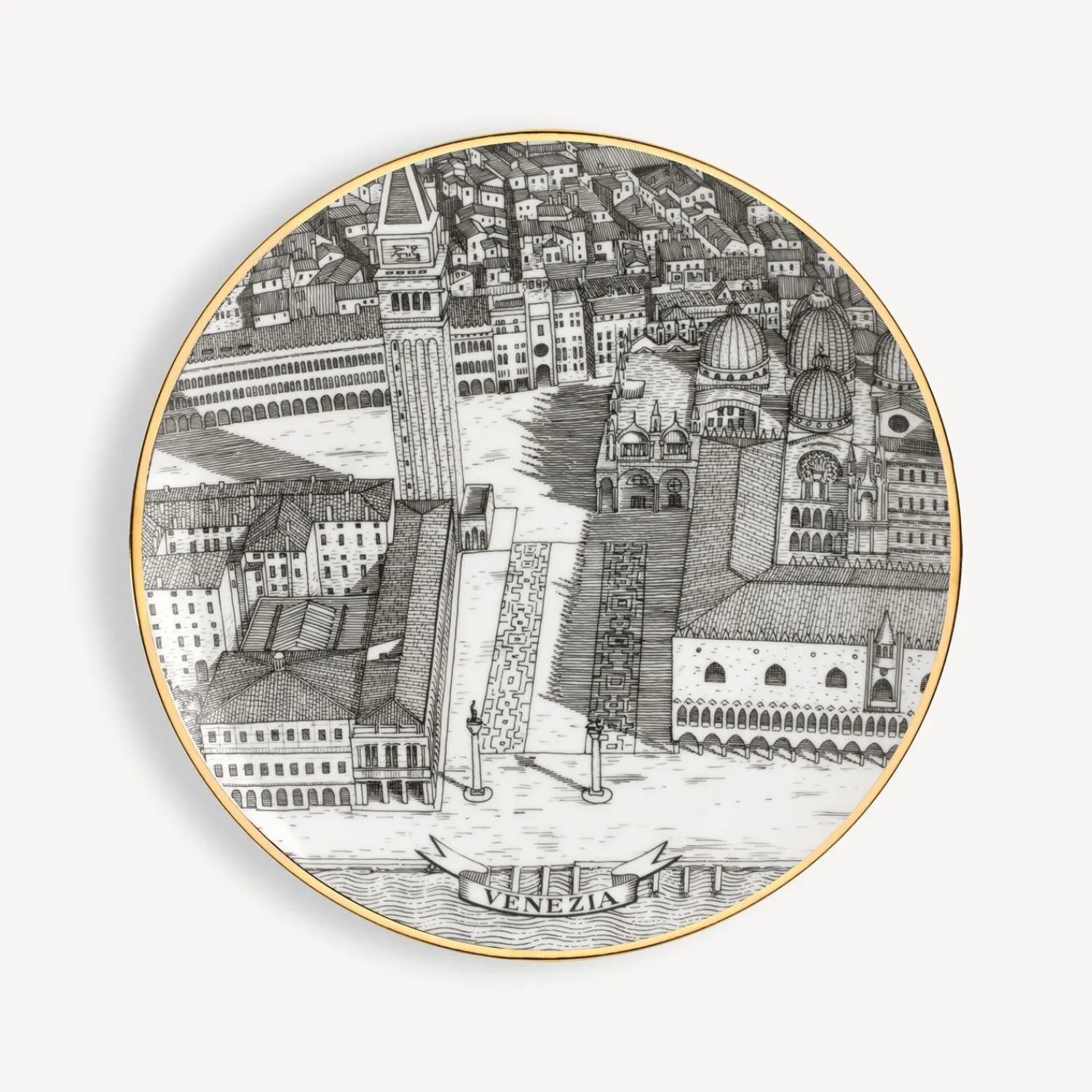 Decorative Plates<Fornasetti Set 6 Plates Citta D'Italia White/Black/Gold