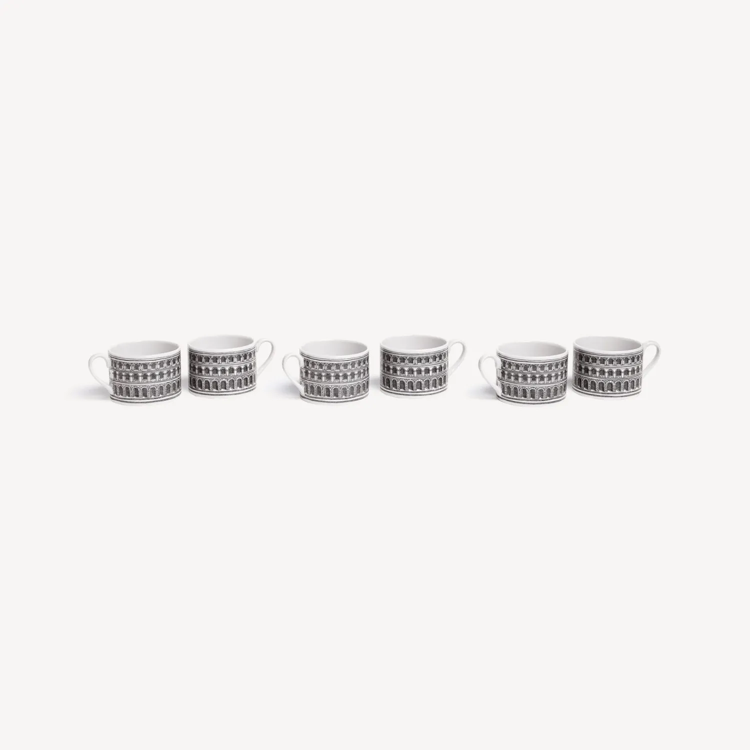Tea And Coffee Sets<Fornasetti Set 6 Tea Cups Architettura White/Black