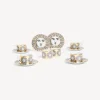 Tea And Coffee Sets<Fornasetti Set 6 Tea Cups Sole White/Black/Gold