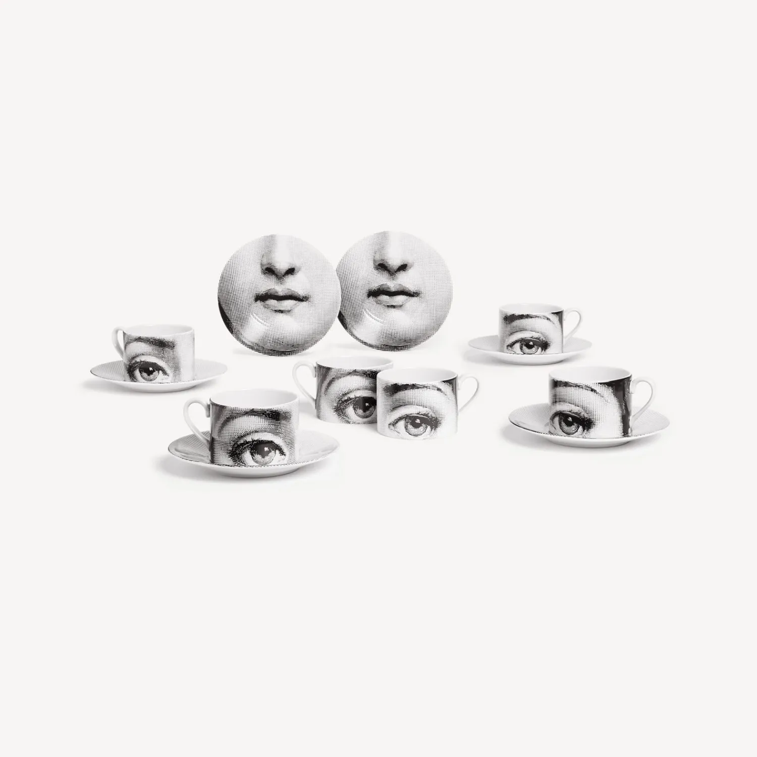 Tea And Coffee Sets<Fornasetti Set 6 Tea Cups Tema E Variazioni N.1 White/Black