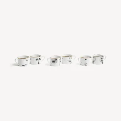 Tea And Coffee Sets<Fornasetti Set 6 Tea Cups Tema E Variazioni White/Black/Gold