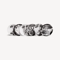 Tea And Coffee Sets<Fornasetti Set 6 Tea Cups Tema E Variazioni White/Black