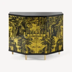 Cabinets<Fornasetti Small Cabinet Polyhedric Giardino Settecentesco Black/Yellow