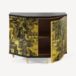 Cabinets<Fornasetti Small Cabinet Polyhedric Giardino Settecentesco Black/Yellow