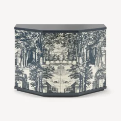 Cabinets<Fornasetti Small Cabinet Polyhedric Giardino Settecentesco Blue/Ivory