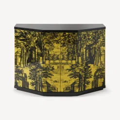 Cabinets<Fornasetti Small Cabinet Polyhedric Giardino Settecentesco Black/Yellow
