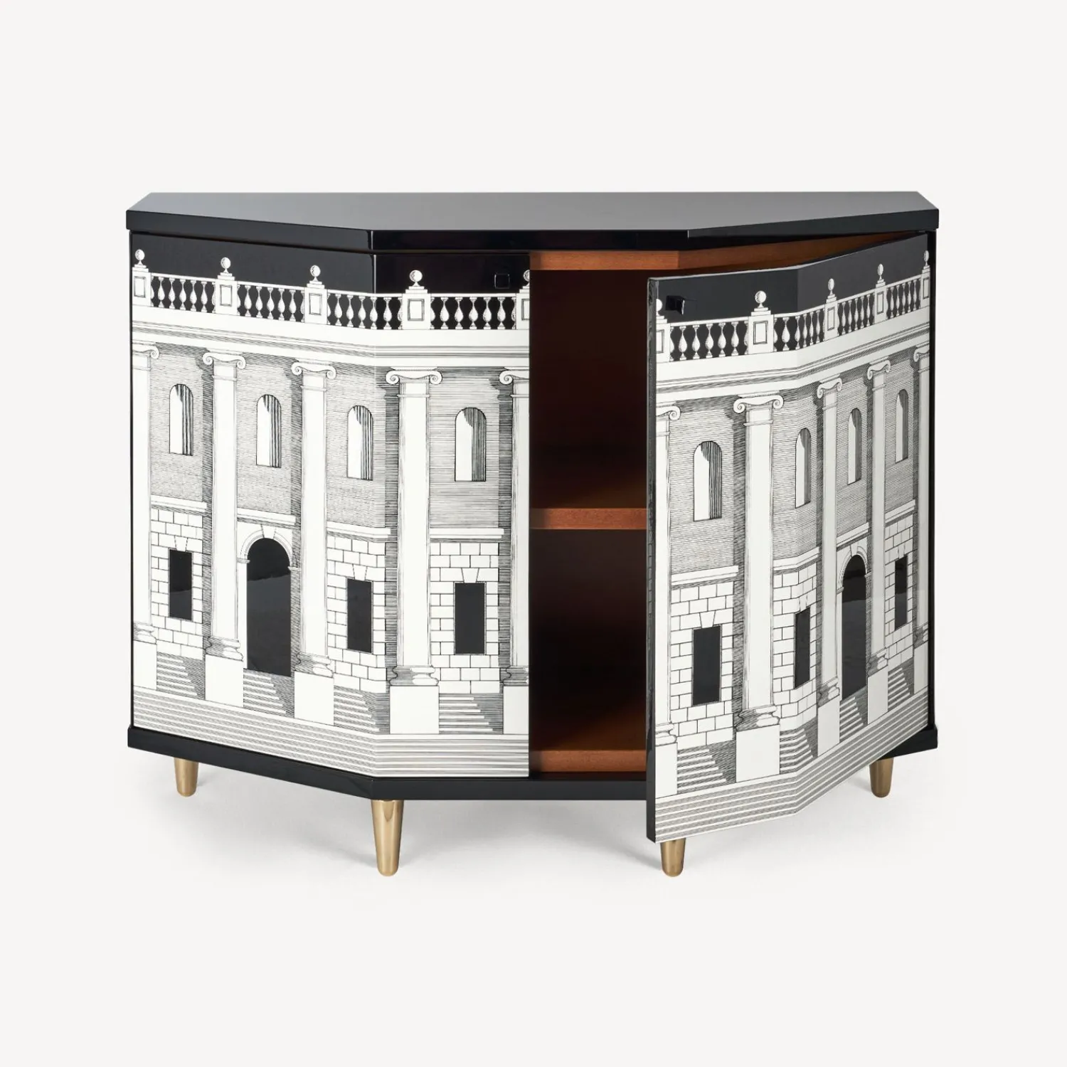 Cabinets<Fornasetti Small Cabinet Polyhedric Casa Con Colonne White/Black