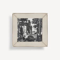 Decorative Plates<Fornasetti Square Plate Giardino Settecentesco White/Black/Platinum