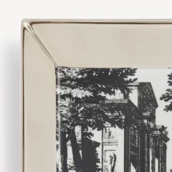 Decorative Plates<Fornasetti Square Plate Giardino Settecentesco White/Black/Platinum
