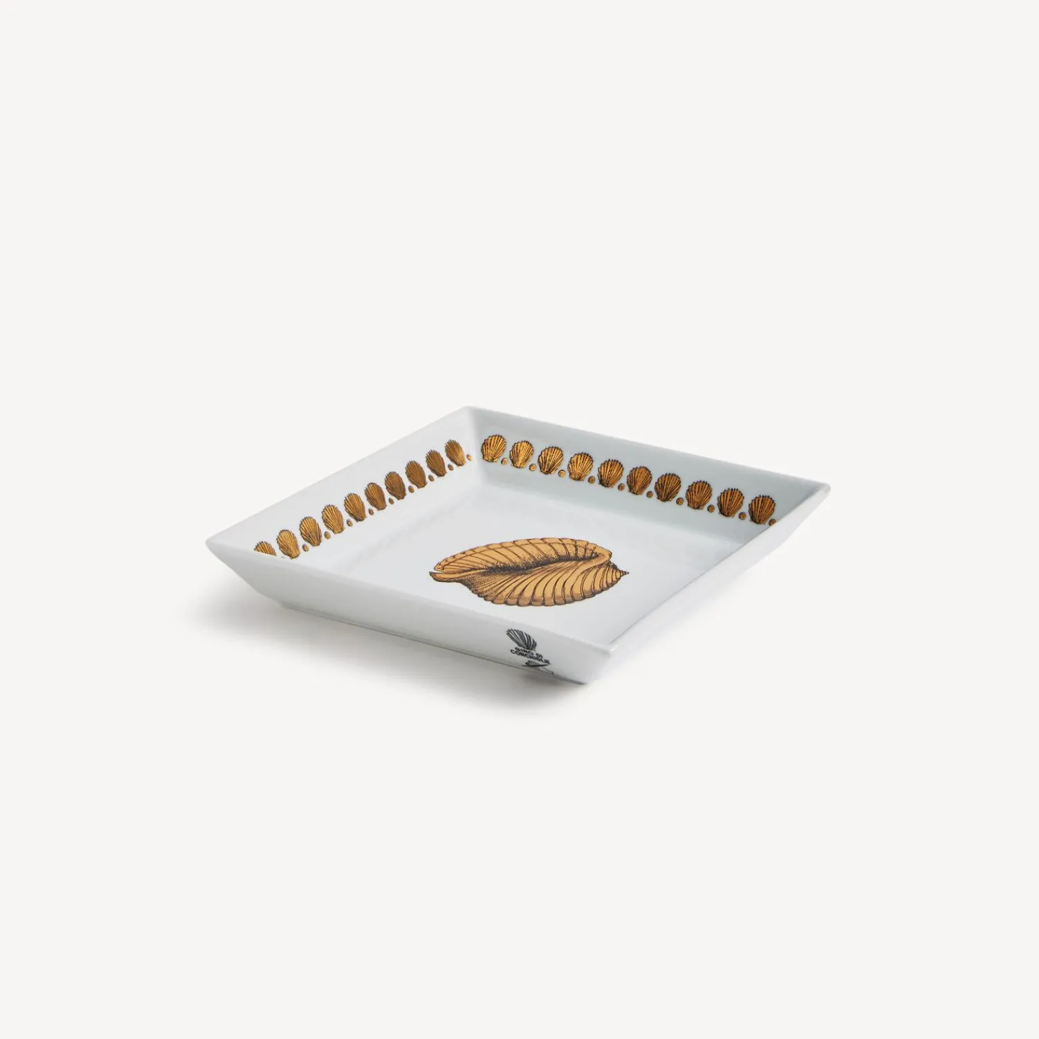 Decorative Plates<Fornasetti Square Plate Giro Di Conchiglie White/Black/Gold