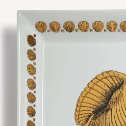 Decorative Plates<Fornasetti Square Plate Giro Di Conchiglie White/Black/Gold