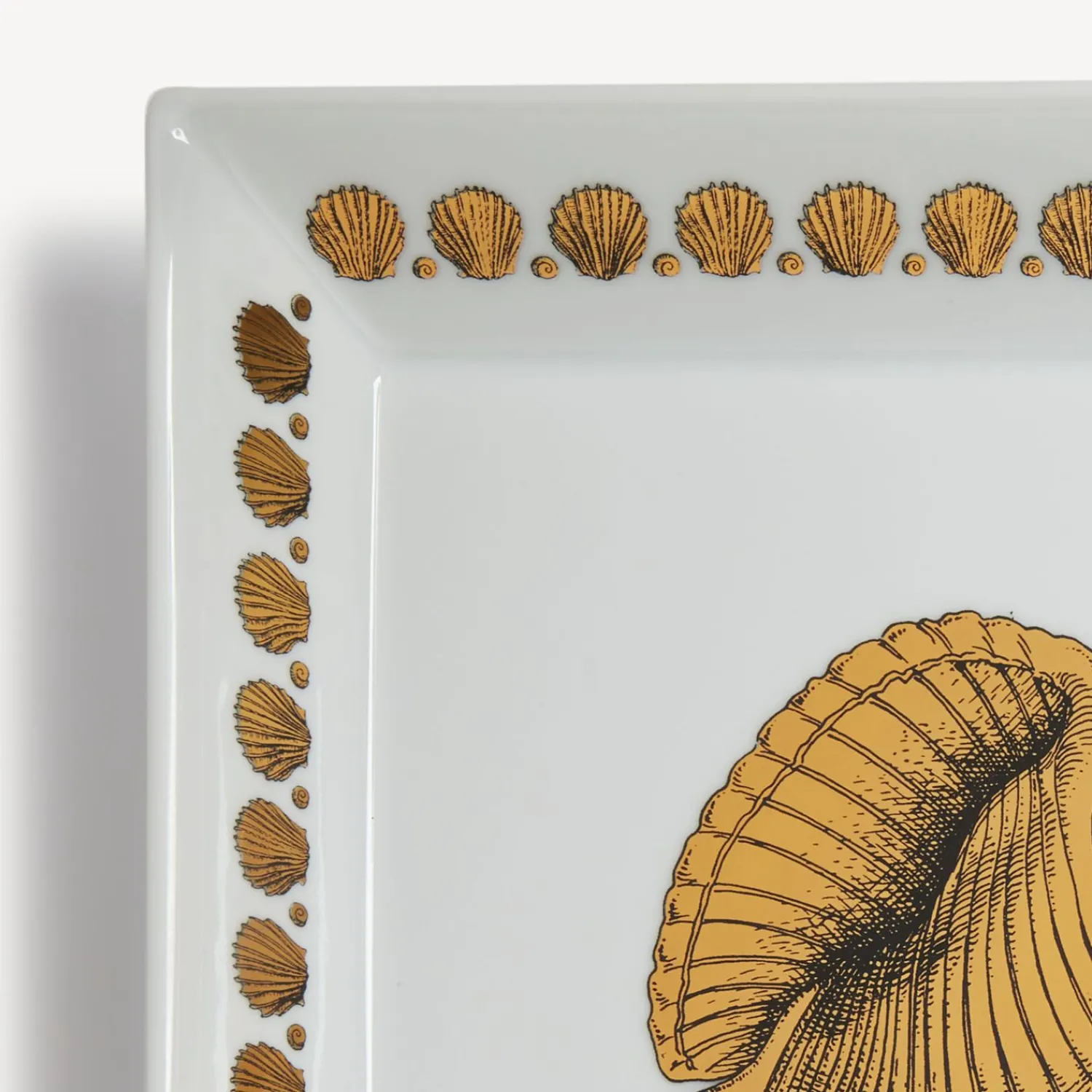 Decorative Plates<Fornasetti Square Plate Giro Di Conchiglie White/Black/Gold