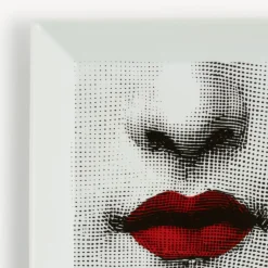 Decorative Plates<Fornasetti Square Plate Red Lips - Tema E Variazioni N.397 White/Black/Red