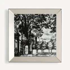 Decorative Trays<Fornasetti Square Tray Giardino Settecentesco White/Black