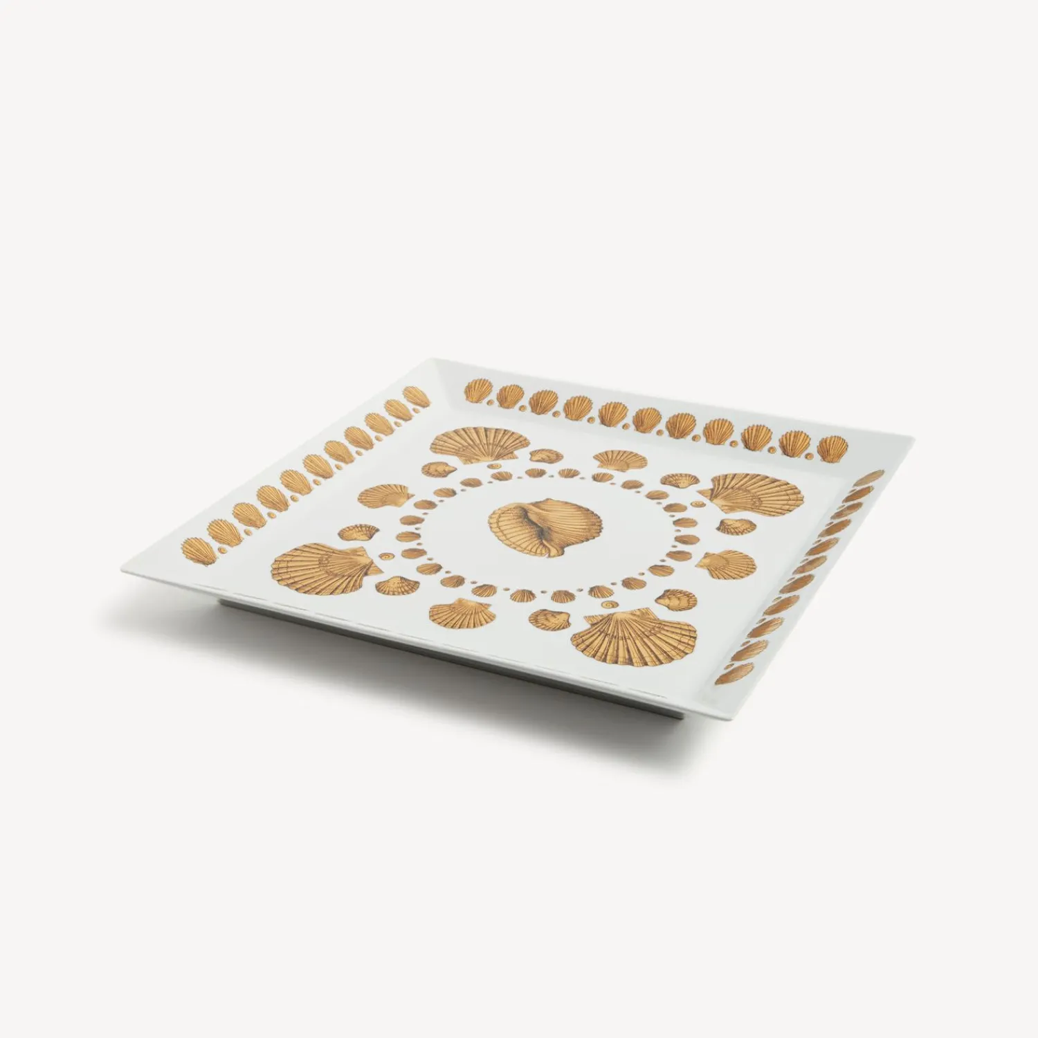 Decorative Trays<Fornasetti Square Tray Giro Di Conchiglie White/Black/Gold