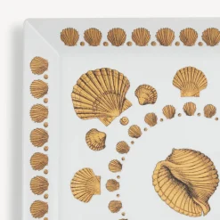 Decorative Trays<Fornasetti Square Tray Giro Di Conchiglie White/Black/Gold