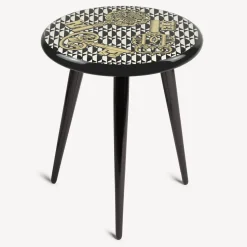 Stools<Fornasetti Stool Chiavi E Losanghe White/Black/Gold