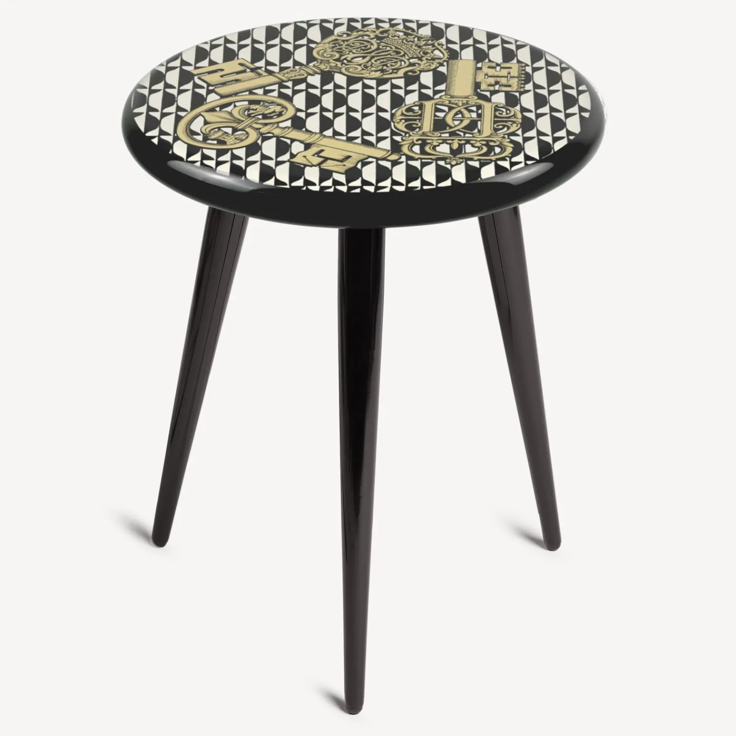 Stools<Fornasetti Stool Chiavi E Losanghe White/Black/Gold
