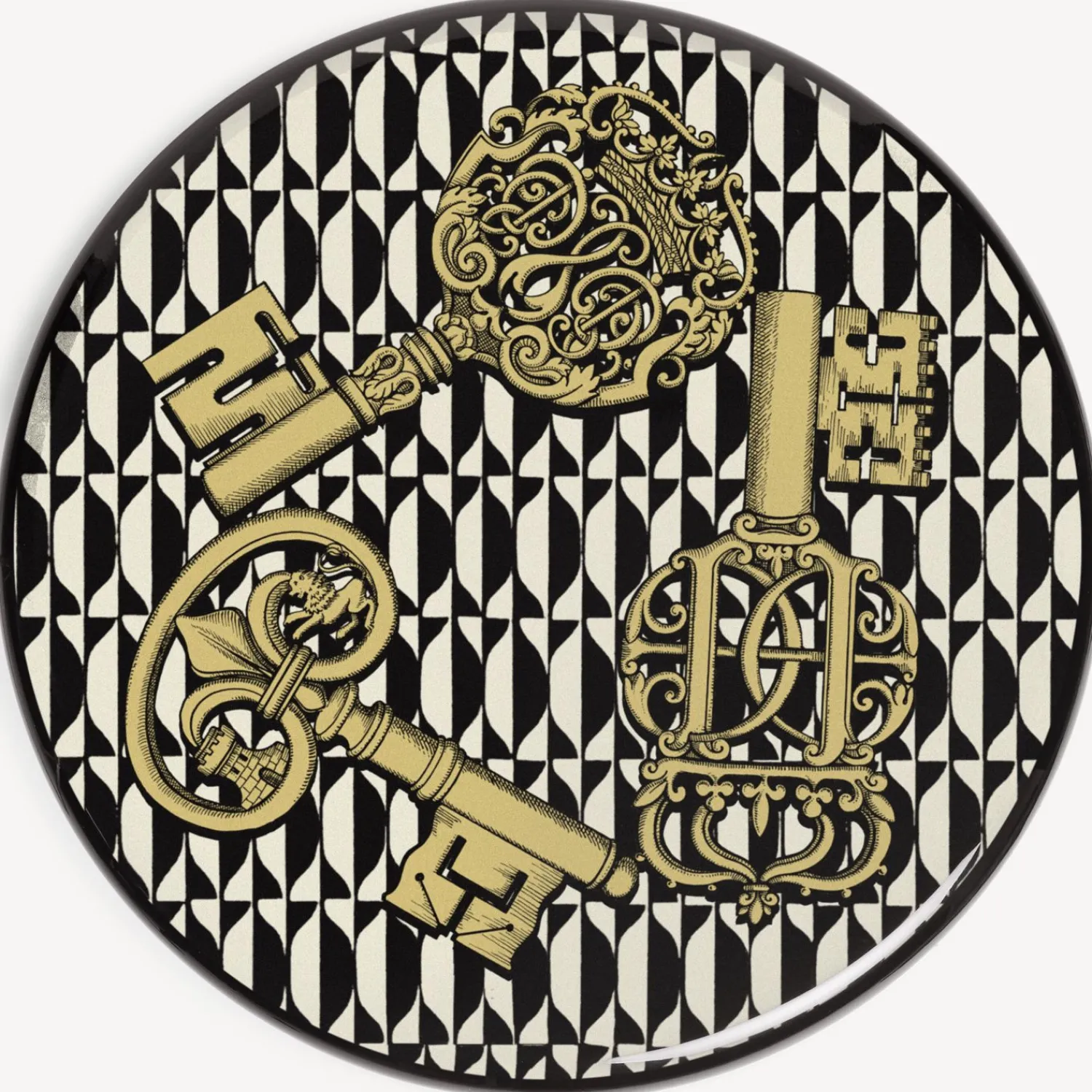 Stools<Fornasetti Stool Chiavi E Losanghe White/Black/Gold