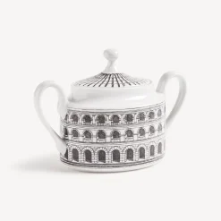 Tea And Coffee Sets<Fornasetti Sugar Bowl Architettura White/Black